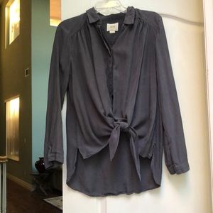 Anthropologie Maeve tie front button up top